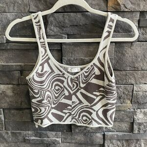 Miss Love Knit‎ Crop Top Tank Retro Size Small Cream Brown